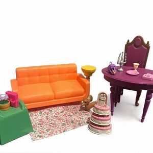 Barbie Dollhouse Furniture Set Dining Room wedding cake candelabra living room